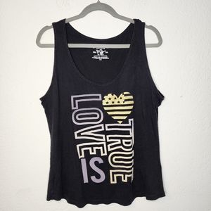 True Religion Brand Jeans Sz L Black True Love Is Rhinestone Graphic Tank Top